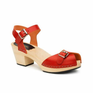 Swedish Hasbeens clogs sandals Pia High red NWT!